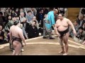 白鵬、初日に土!相手は業師の安美錦(平成24年5月場所、初日)