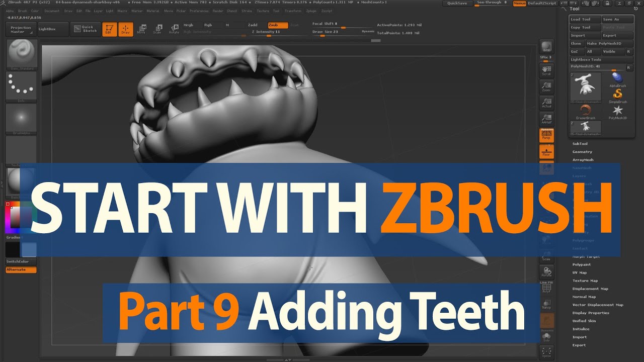 insert teeth zbrush