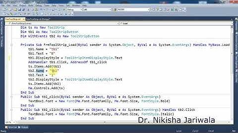 VB.NET Tutorials - Add ToolStrip Control Dynamically at Runtime | Example |  English - Part 4