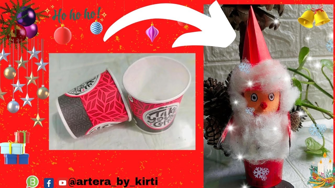 SANTA CLAUS MAKING WITH PAPER CUP 🎅 || HOW TO MAKE SANTA CLAUS ...