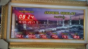 23cm x 50cm frame JWS Kit Jadwal Sholat 7 segment Jam 1 inch paket dengan Remote Adaptor