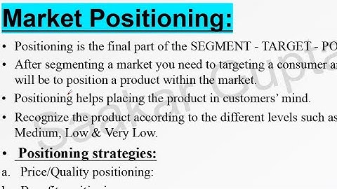 Market Positioning in marketing management || Positioning strategies || Marketing management MBA 1st