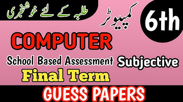 Class 6 Computer Subjective Paper Annual Term School Based Assessment 2025 | 3rd Term paper 6 Class