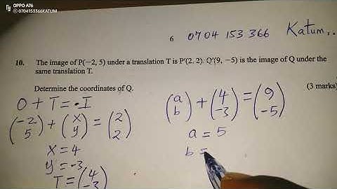 TRANSLATION VECTOR, KCSE 2022 MATHS PAPER 1