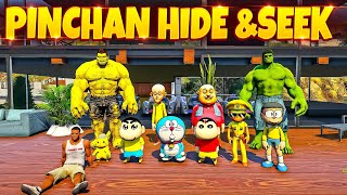 Pinchan Playing Hide And Seek With Shinchan Doraemon Hulk & Little Singham ⛄Shinchan Cheating🤣