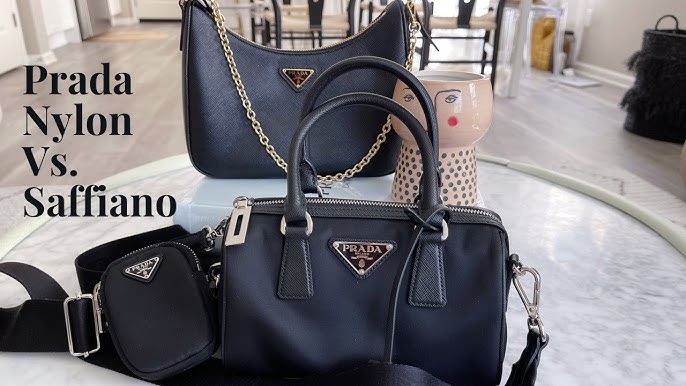 รีวิวกระเป๋า Prada Bauletto Saffiano Tessuto Nero Black Nylon Top