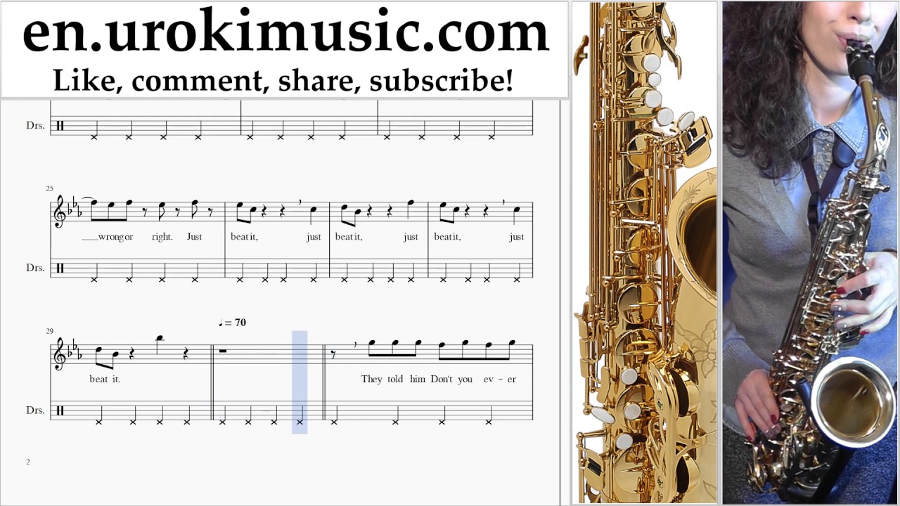 Saxophone lessons (Alto) Michael Jackson Beat It Sheet Music Tutorial