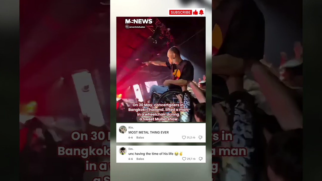 Thai fans at rock concert lift uncle in wheelchair 