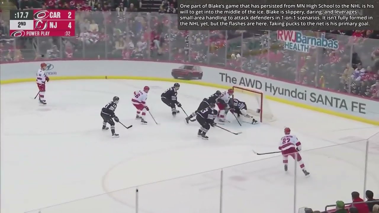 Jackson Blake - Board-to-middle attacks and Net-focused Movement - Carolina Hurricanes