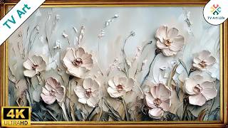 Minimalist Floral Frame TV Art | Soft Pastel Impasto Painting | 4K 4 Hours screenshot 5