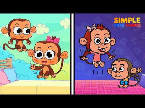 Five Little Monkeys 🐵 (2 Versions) | Nursery Rhymes for Kids