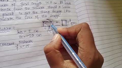 An object of 5.0 cm size is placed at distance of 20.0 cm from a converging mirror of focal length..