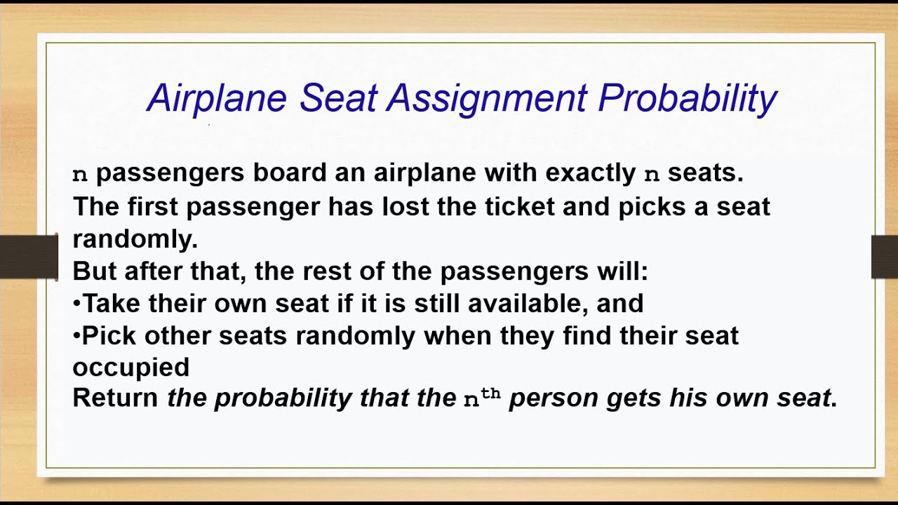 1227. airplane seat assignment probability