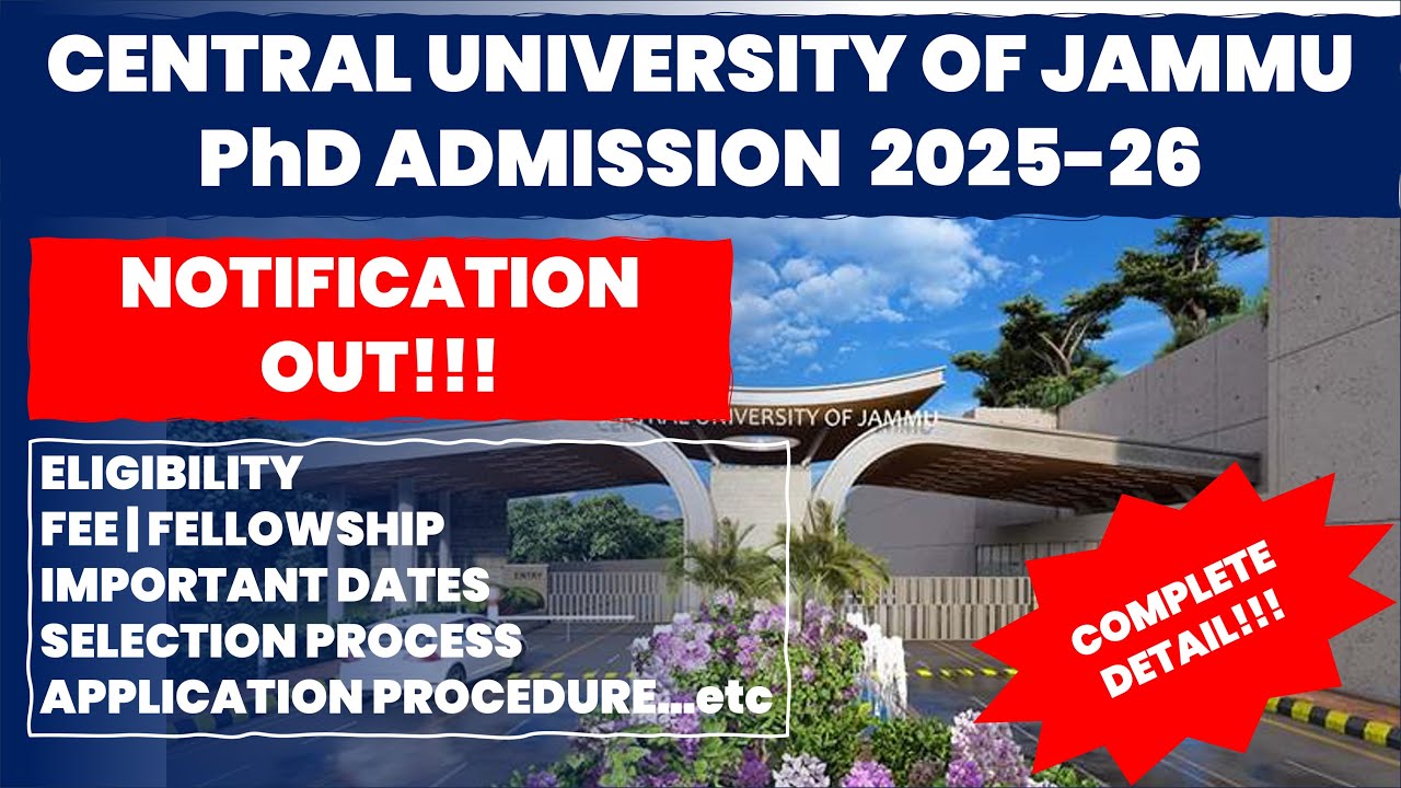 Central University of Jammu PhD Admission 2025–26 | Apply Now! | The ...