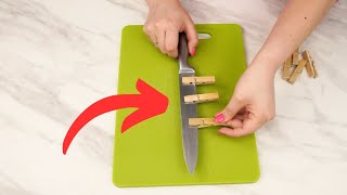 Place clothes pegs on your knife. And you