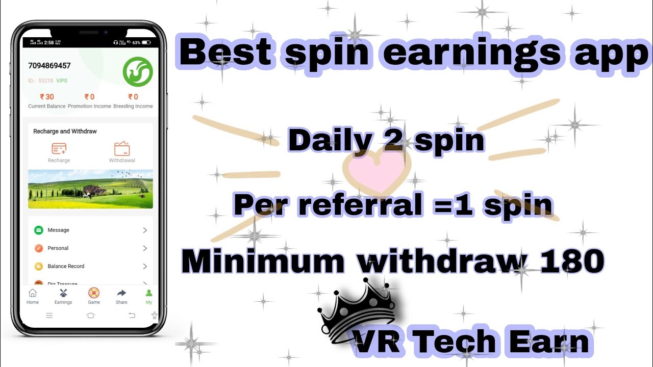 New Spin Earnings App with unlimited referral bonus trick