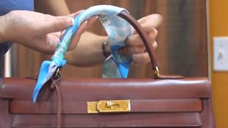 How to tie scarf to a bag handle with Fariba Soltani twilly 