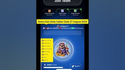 Gemz Coin Daily Cipher Code 27 August 2024