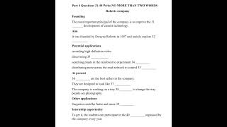 IELTS actual listening test with answers | Part 4 Roberts company