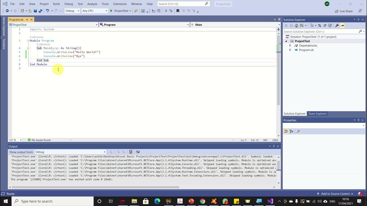 How To Launch, Write And Run A Program In Vb19 - YouTube