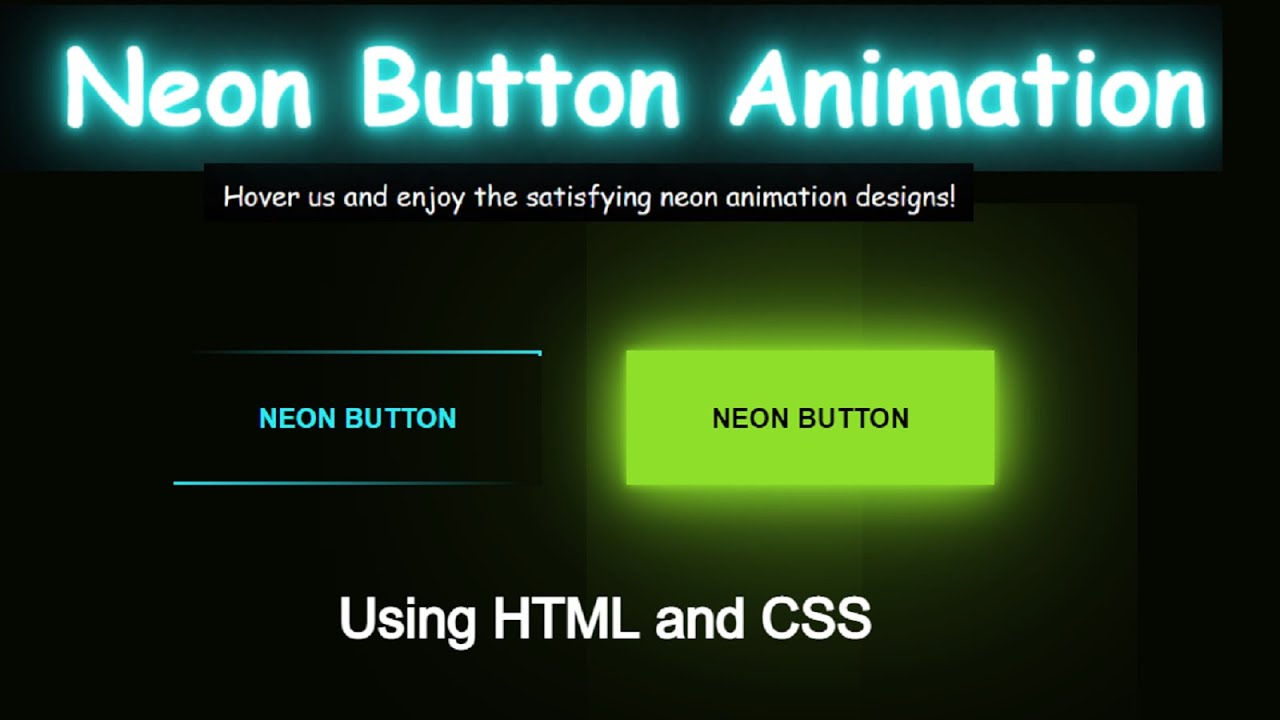 Css Neon Button Animation Effect on Hover || Css Animation Effects