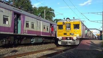 Perfect Trains Crossing : Two Similar Model Emu Local Parallel Meeting At Balagarh Station