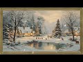 Winter Wonderland Painting Vintage Gold Frame TV Art Christmas Snow 4k Screensaver For TV