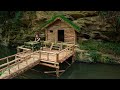 I built a complete cabin on a cliff for wilderness survival