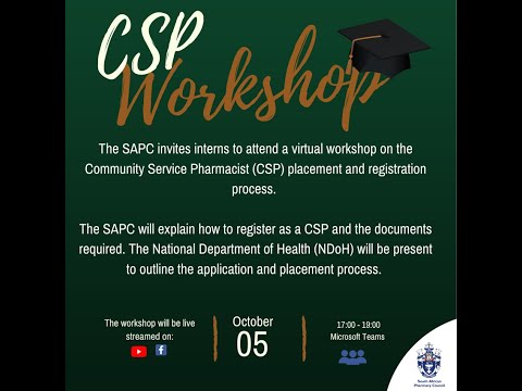 CSP Workshop: Community Service Pharmacist (CSP) placement and registration process