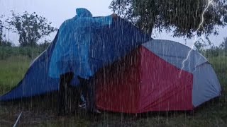 SOLO CAMPING IN HEAVY RAIN • RELAXING CAMPING RAIN WITH THUNDERSTORMS • 2 DAY'S CAMPING • ASMR