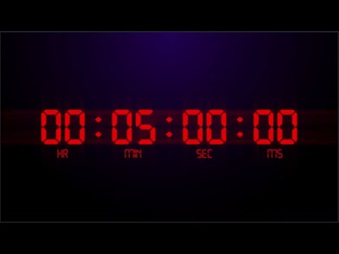 Digital Negative Countdown Five Minutes to Zero Seconds Red