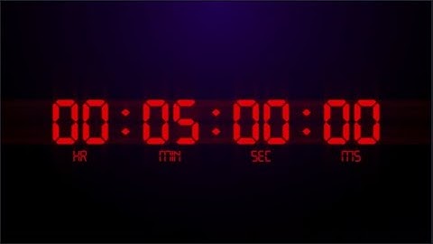 Digital Negative Countdown Five Minutes to Zero Seconds Red