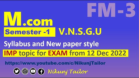 VNSGU M.com sem -1 Syllabus and IMP topic |VNSGU