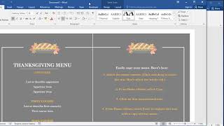 How to create menu in word