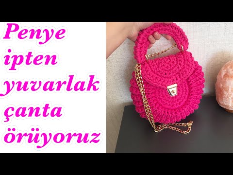 Penye ipten yuvarlak çanta yapımı 2 | #çantakulpu #örgü #örgüçanta