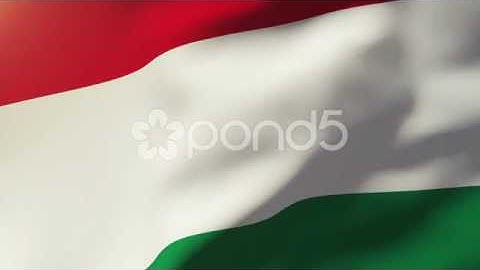 Hungary Flag Waving In The Wind. Looping Sun Rises Style. Animation Loop