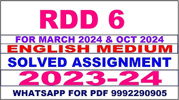rdd 6 solved assignment 2023-24 | rdd 6 solved assignment in english 2024 | rdd 6 2024