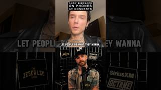 Andy Biersack from Black Veil Brides on phones at shows