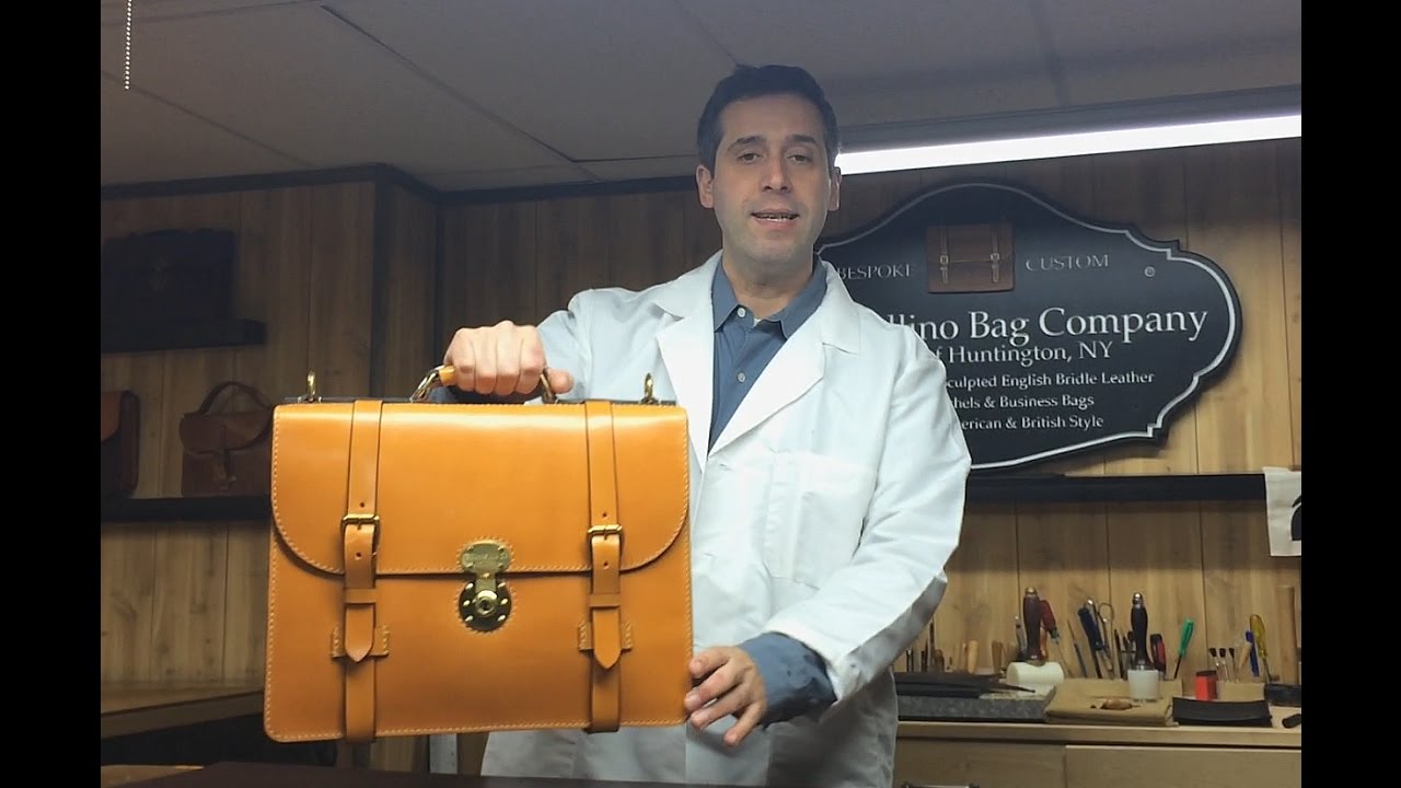 London Tan English Bridle Leather Briefcase Brown Leather Lining