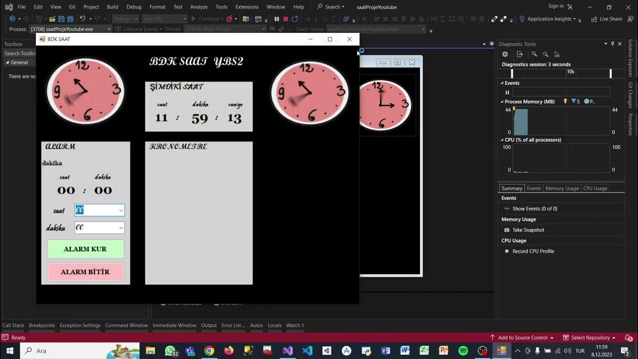 C FORM SAAT UYGULAMASI ( TİMER/KRONOMETRE ) bölüm3 YouTube