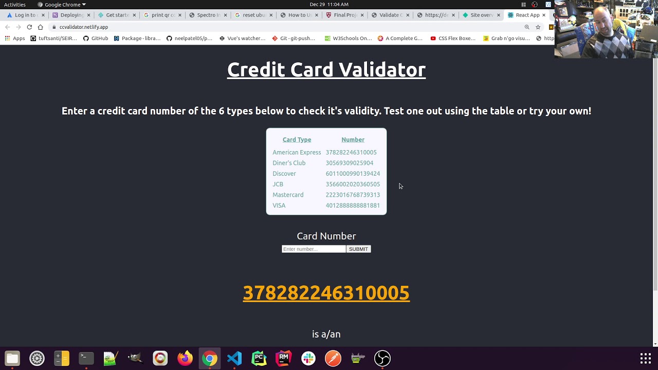 My Final Project for CS50 - Credit Card Validator - YouTube