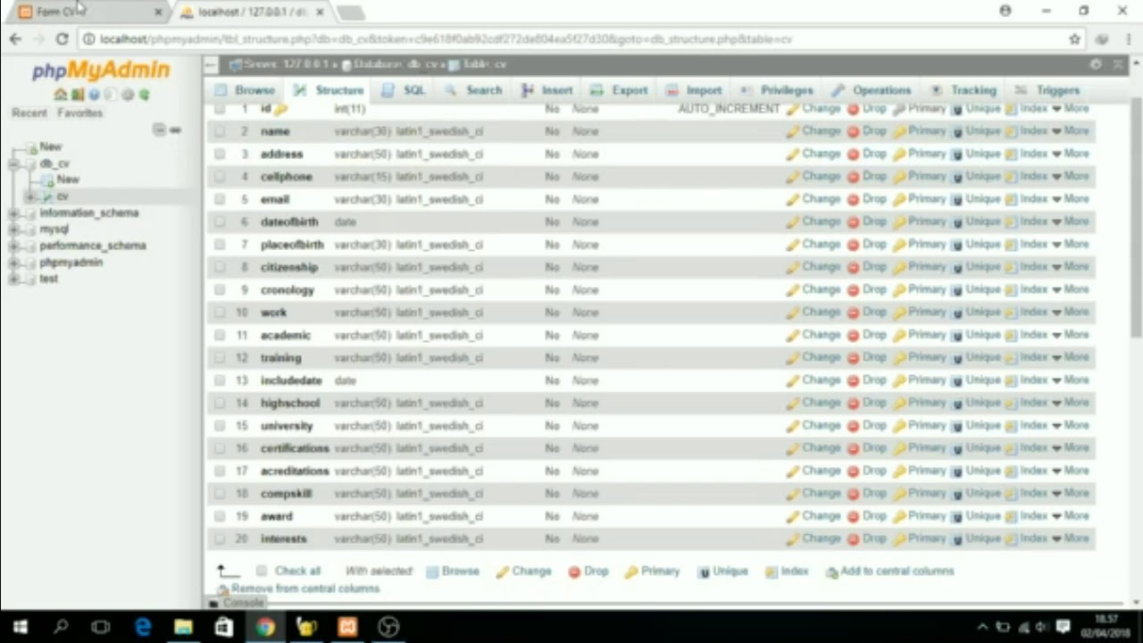 Tutorial membuat CV dengan Database 