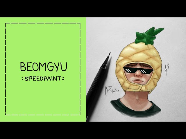 drawing txt beomgyu! (in a pineapple hat because why not)