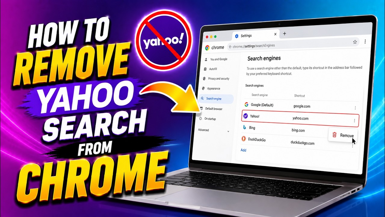 How to remove Yahoo Search from Chrome? (2026 Method) - YouTube