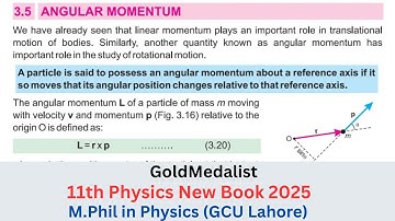 Angular Momentum | Physics Class 11 | Chapter 3 New Book | Topic 3.5 | 1st Year Physics | PECTA