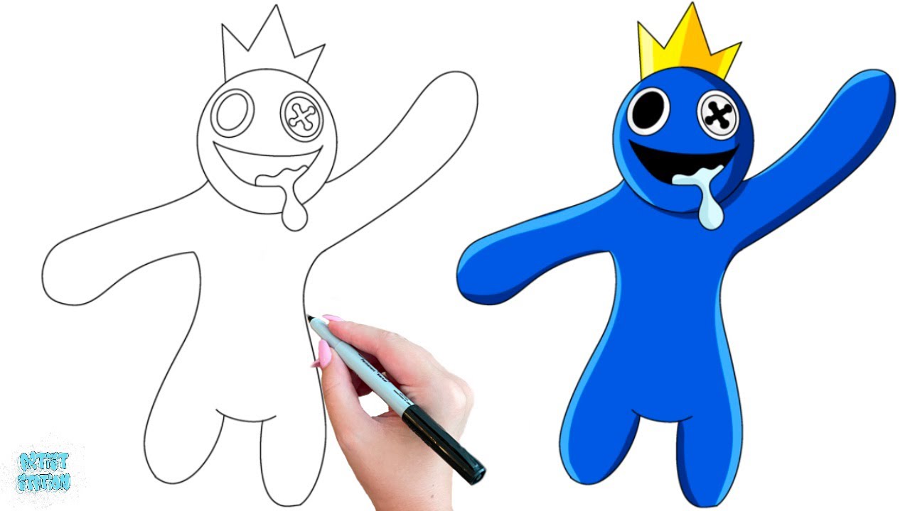 Rainbow Friends 🌈 How To Draw Withered Blue 