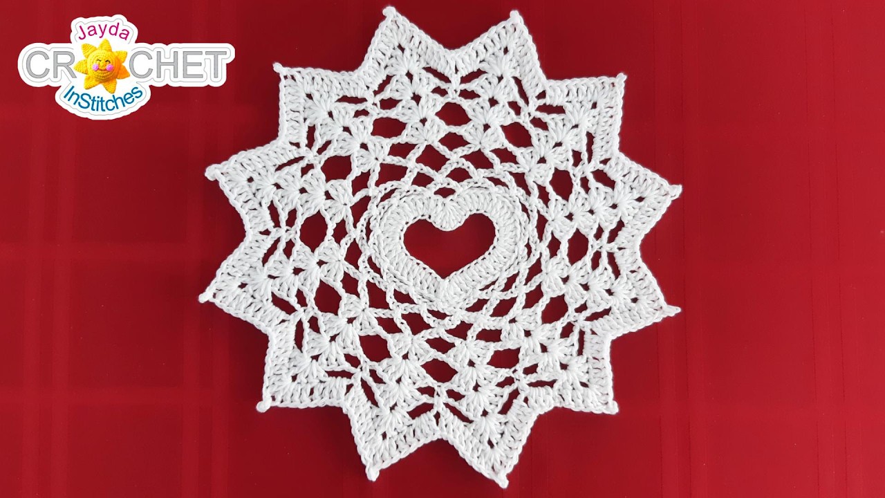 Heart At The Centre Doily Crochet Tutorial - Happy Valentine's Day💗
