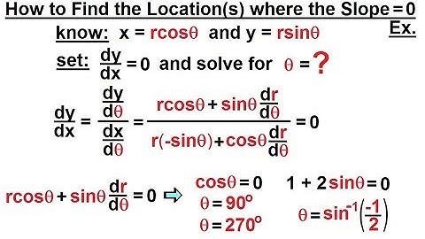 Calculus 2: Polar Coordinates (17 of 38) How to Find the Location(s) where Slope=0 Ex.