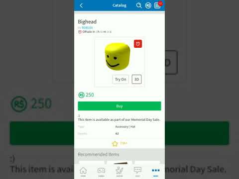 Roblox Buying Bighead On Memorial Day Sale 2019 Youtube - roblox bighead next sale 2019