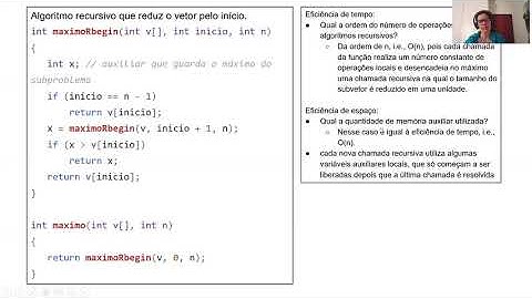 AED1 Aula03 Parte01 - Máximo de um vetor, recursão, iteração, custo de tempo e memória